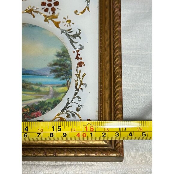 Antique  "God Bless Our Home" Framed Religious Art Blessin Jesus Landscape 1930' - Picture 10 of 12